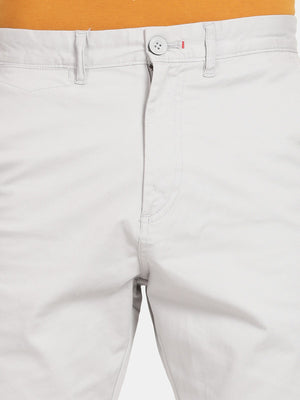 t-base Men Smoke Grey Cotton Stretch Solid Chino Shorts