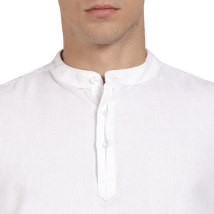 t-base White Linen Solid Shirt