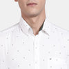 t-base White Full Sleeve Cotton Printed Casual Shirt