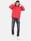 t-base Mars Red Nylon Ribstop Solid Full Sleeve Waterproof Reversible Rainwear Jacket