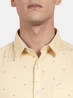  t-base Yellow Graphic Cotton Casual Shirt