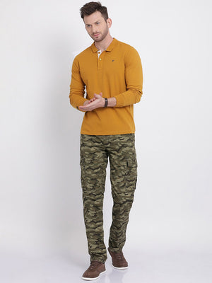 t-base Light Olive Printed Cargo Pant With Belt
