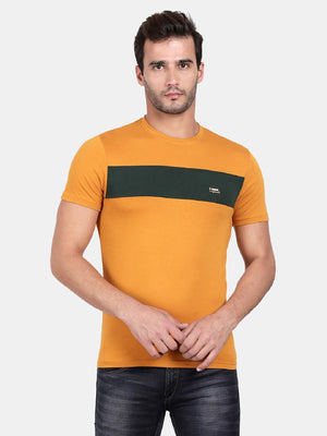 Spruce Yellow Cotton Stretch Half Sleeve Solid T-Shirt