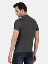 Jet Black Cotton Stretch Half Sleeve Striper T-Shirt