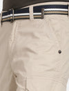 t-base Men Khaki Cotton Solid Cargo Shorts
