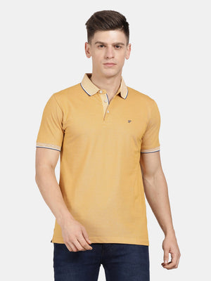 t-base Spruce Yellow Cotton Polyester Polo Solid T-Shirt