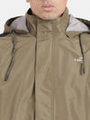 t-base Olive Taslon Solid Full Sleeve Waterproof Rainwear Jacket