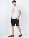 t-base Men Black Cotton Polyester Solid Basic Knitted Shorts