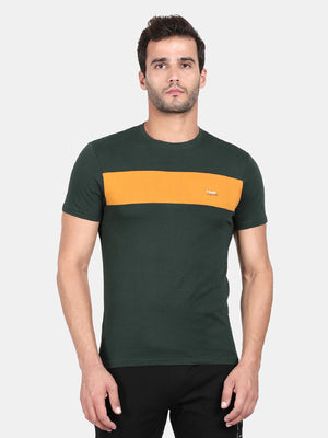 Pine Cotton Stretch Half Sleeve Solid T-Shirt