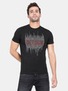 t-base Jet Black Cotton Crewneck Solid T-Shirt