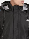 t-base Black Taslon Solid Full Sleeve Waterproof Rainwear Jacket