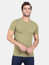 Mayfly Green Cotton Stretch Half Sleeve Striper T-Shirt