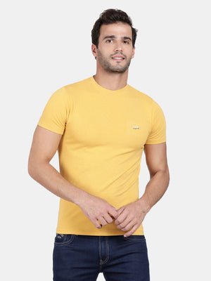 Golden Rod Cotton Stretch Half Sleeve Striper T-Shirt