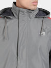 t-base Grey Taslon Solid Full Sleeve Waterproof Rainwear Jacket