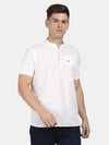 t-base White Cotton Linen Solid Shirt