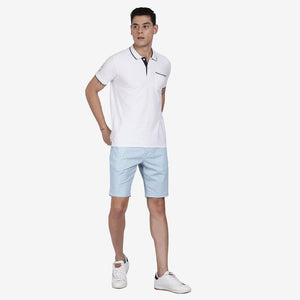 t-base Sky Blue Cotton Stretch Printed Chino Shorts
