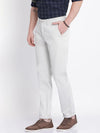t-base men's White Solid Cotton Lycra Chino Pant