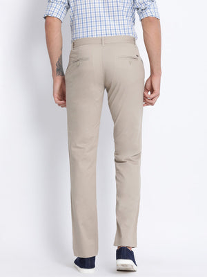 t-base men's Light Grey Solid Cotton Lycra Chino Pant