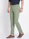 t-base men's Green Solid Cotton Lycra Chino Pant