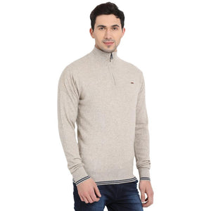 t-base Natural Mock Collar Solid Sweater