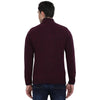 t-base Maroon Mock Collar Self Design Sweater