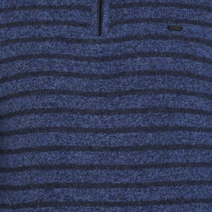 t-base Blue Mock Collar Stripe Sweater