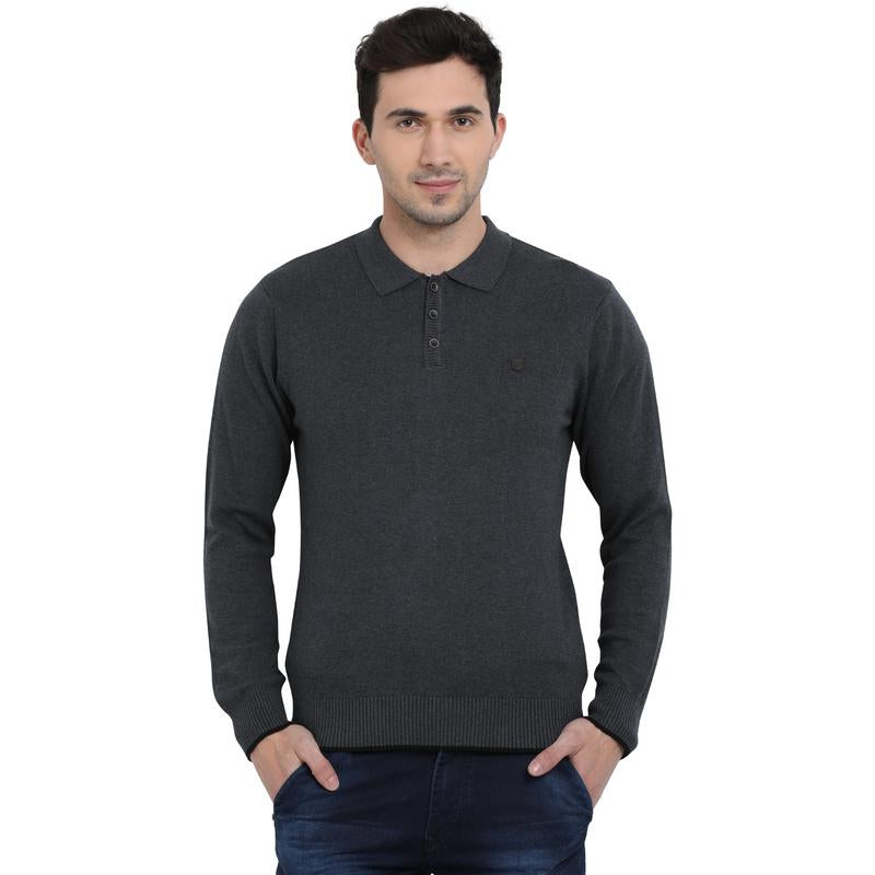 t-base Anthra Polo Neck Solid Sweater