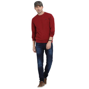 t-base Red Round Neck Solid Sweater