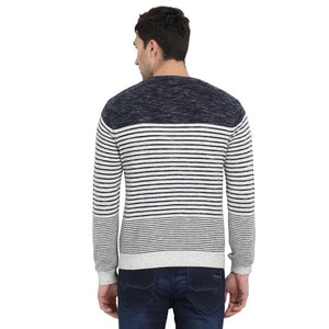 t-base Navy Round Neck Stripe Sweater