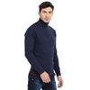 t-base Navy Mock Collar Solid Sweater