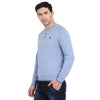 t-base Blue Henley Neck Solid Sweater