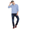 t-base Blue Henley Neck Solid Sweater