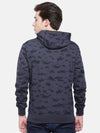 t-base Blue Printed Hooded Sweatshirt