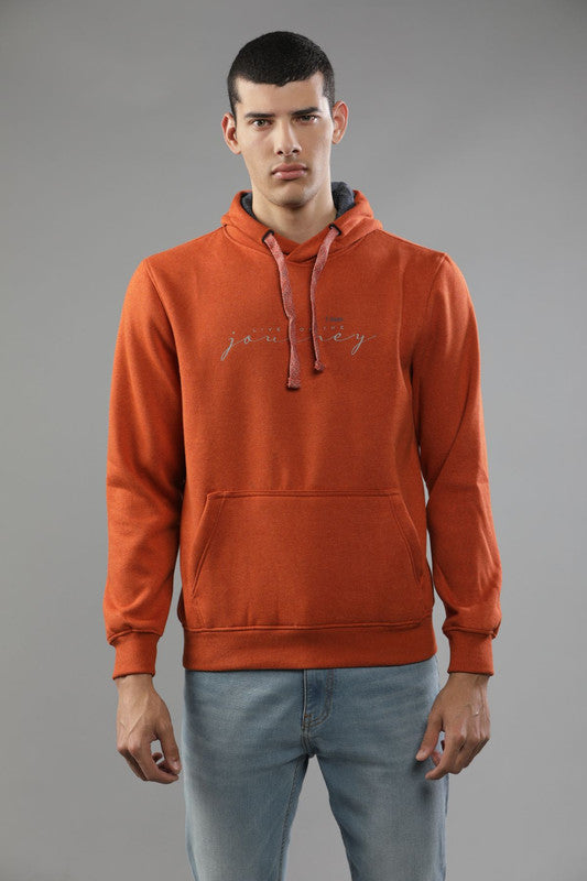 t-base Burnt Orange Mel Cotton Polyester Fleece Solid Sweatshirt