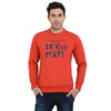 t-base Orange Printed Graphic Round Neck Sweatshirt