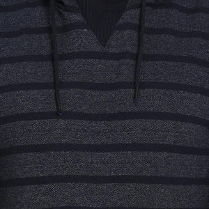 t-base Navy Striped Hooded Sweatshirt
