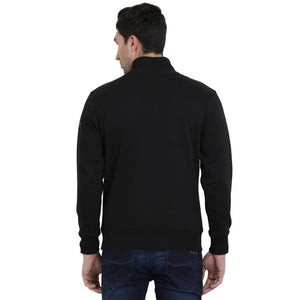 t-base Black Solid Mock Collar Sweatshirt