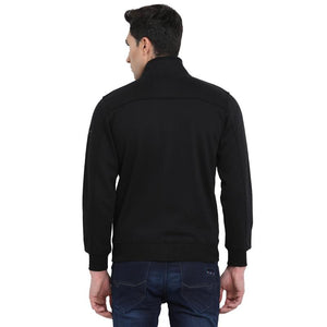 t-base Black Solid Mock Collar Sweatshirt