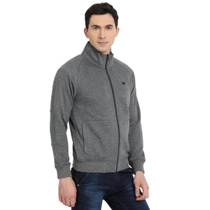 t-base Grey Solid Mock Collar Sweatshirt