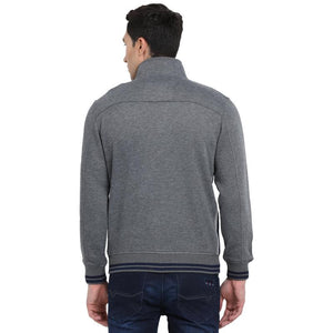 t-base Grey Solid Mock Collar Sweatshirt