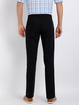 t-base men's Black Solid Cotton Slim Straight Chino Pant