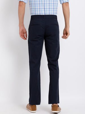t-base men's Dark Blue Solid Cotton Chino Pant
