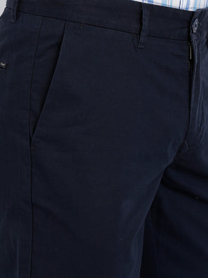 t-base men's Dark Blue Solid Cotton Chino Pant