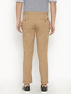 t-base men's Brown Solid Cotton Slim Straight Chino Pant