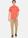 t-base Orange Solid Cotton Linen Casual Shirt