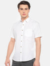 t-base White Solid Cotton Linen Casual Shirt