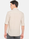 t-base Beige Solid Cotton Linen Casual Shirt