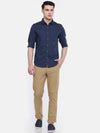 t-base Navy Solid Cotton Linen Casual Shirt