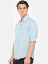 t-base Blue Solid Cotton Linen Casual Shirt