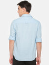 t-base Blue Solid Cotton Linen Casual Shirt